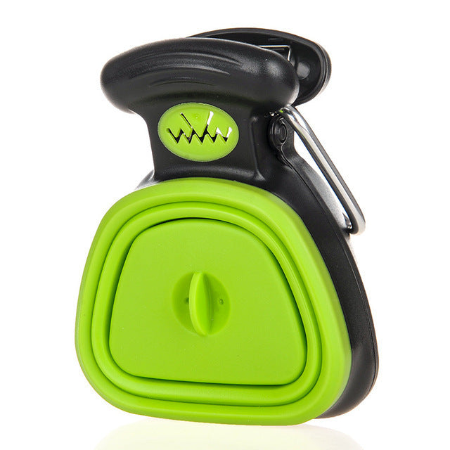 Dog Pet Travel Foldable Pooper Scooper With 1 Roll Decomposable bags Green S