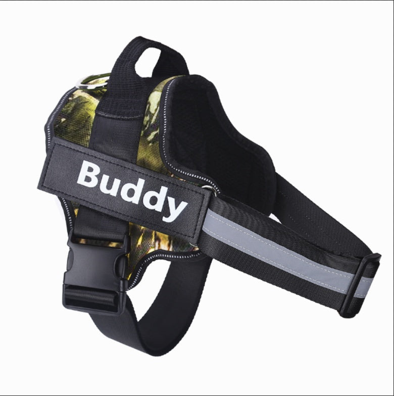 Personalized Dog Harness Adjustable Pet Harness Vest For Small Large Dog Camouflage green