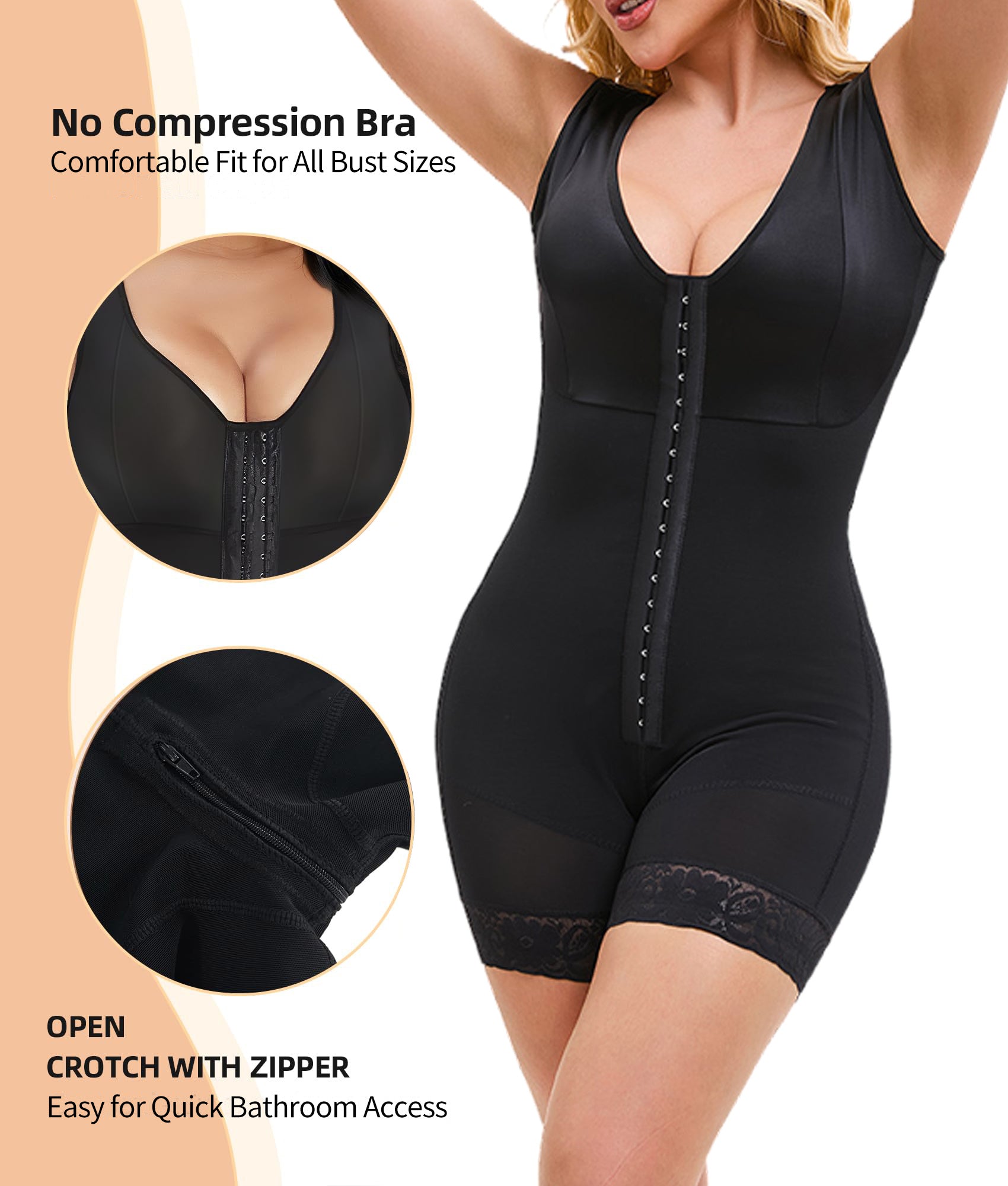 Zipper Shapewear For Women Tummy Control Post Surgery Full Body Shaper