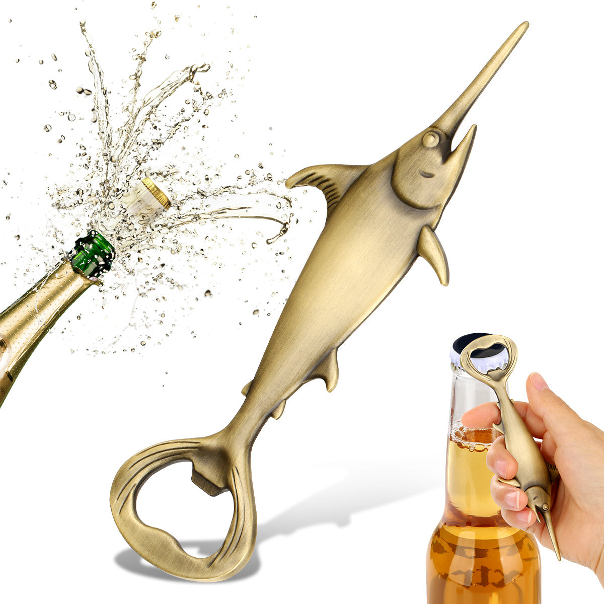 Creative Swordfish Handle Metal Bottle Openers Kitchen Bar Accessories Tools Kitchen Gadgets Bronze KPQ4201