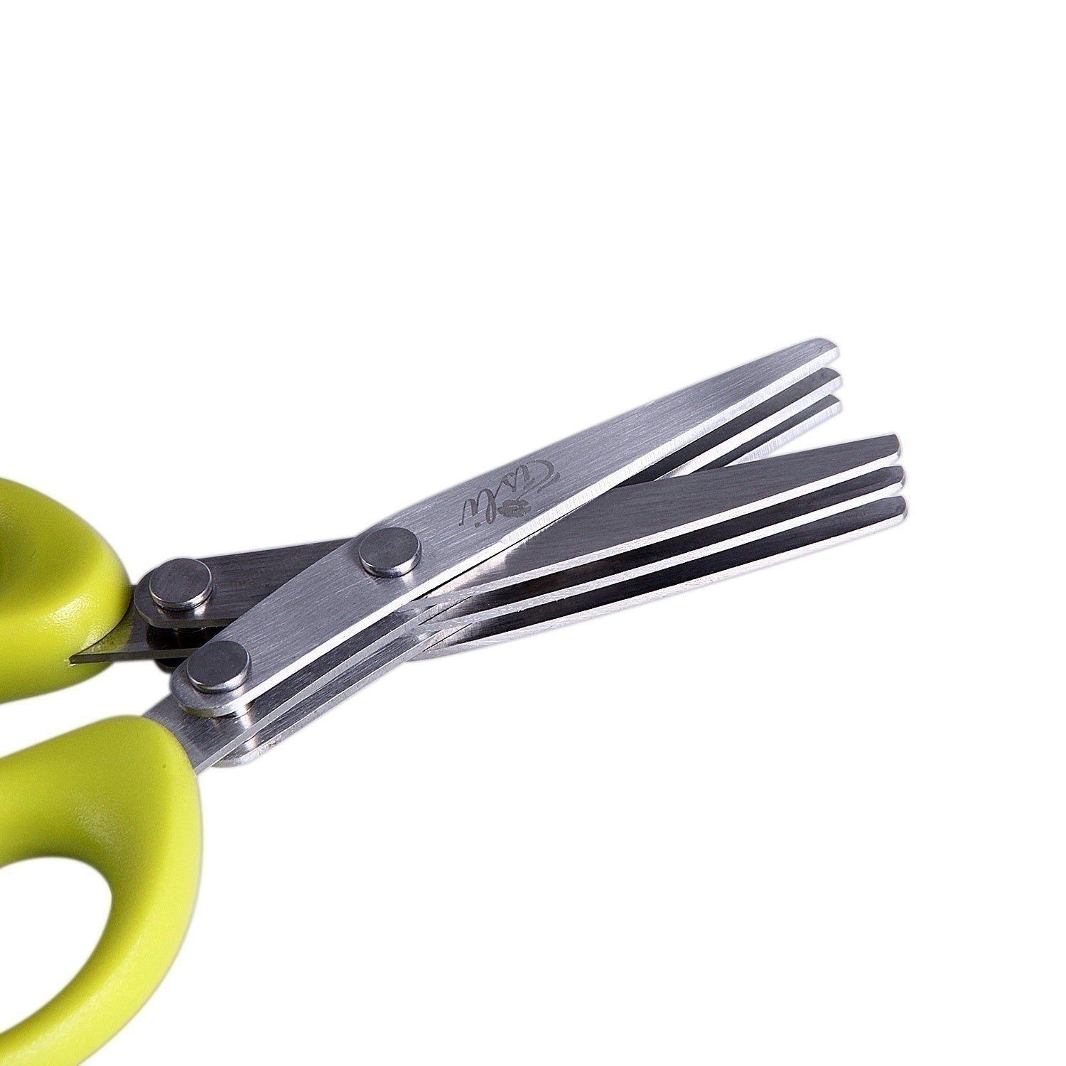 Multifunctional Multi-layer Green Onion Scissors Stainless Steel Onion Cutting Knife Kitchen Gadgets Green 3Layers