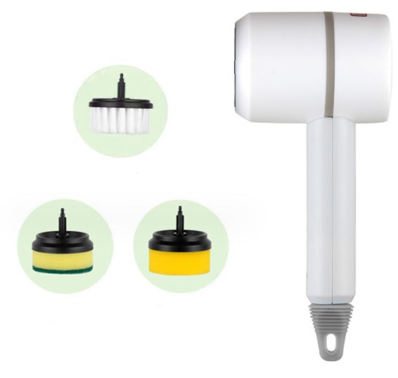 Electric Cleaning Brush Multifunctional Scouring Pad White With three brush heads 1PC