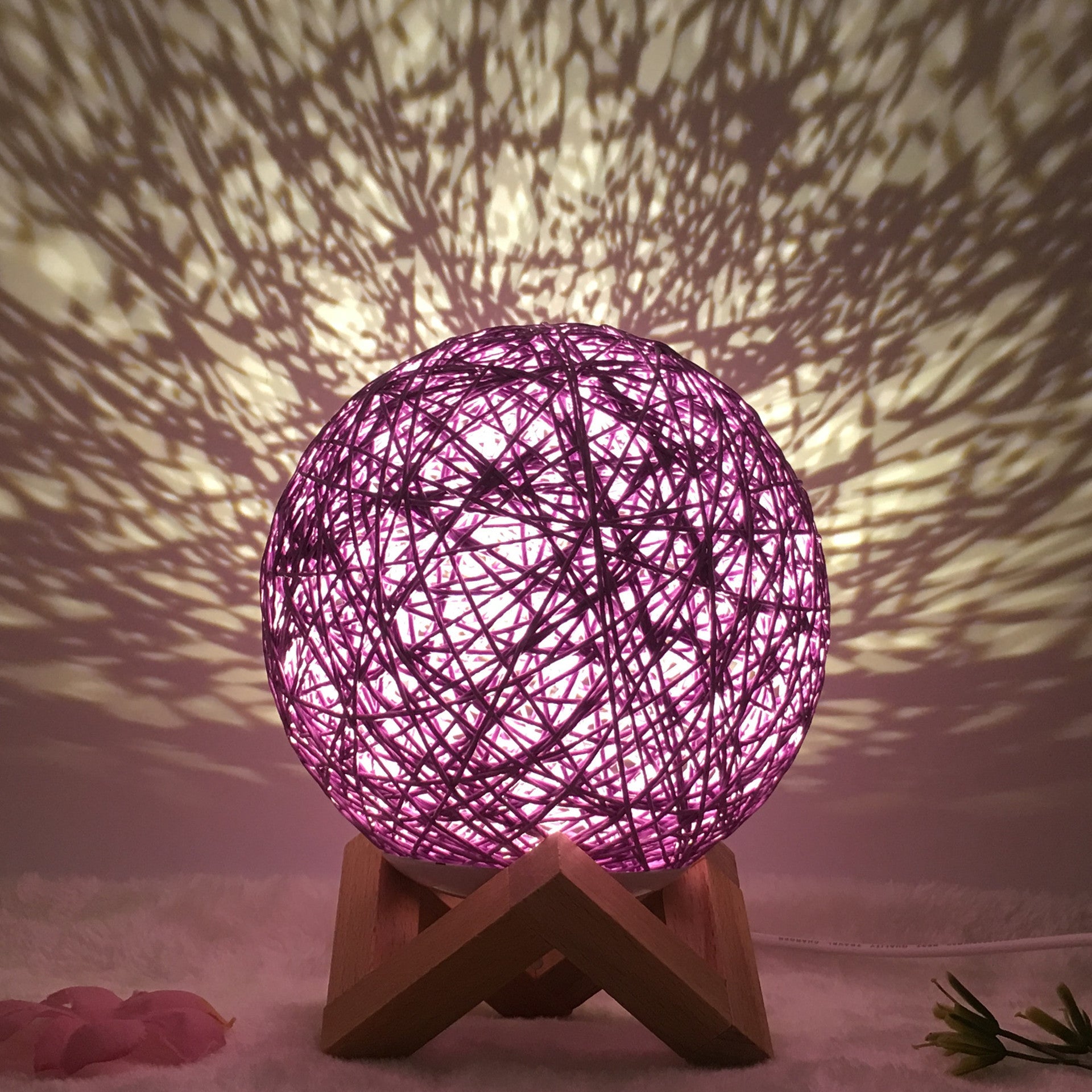 Hot Selling Creative Linen Table Lamp16 Color Remote Control Lamp Purple shelf 20cm