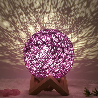 Hot Selling Creative Linen Table Lamp16 Color Remote Control Lamp Purple shelf 20cm