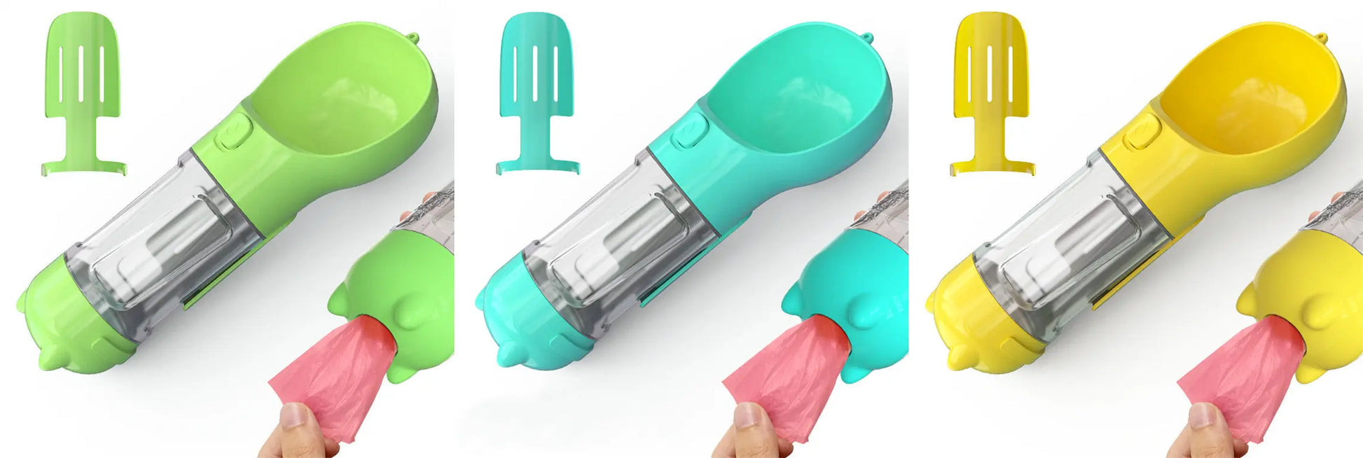 Pet Water Bottle Feeder Bowl Portable Pet Outdoor Travel 3 In 1 Dog Water Bottle Green blue yellow 300ml