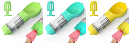 Pet Water Bottle Feeder Bowl Portable Pet Outdoor Travel 3 In 1 Dog Water Bottle Green blue yellow 300ml