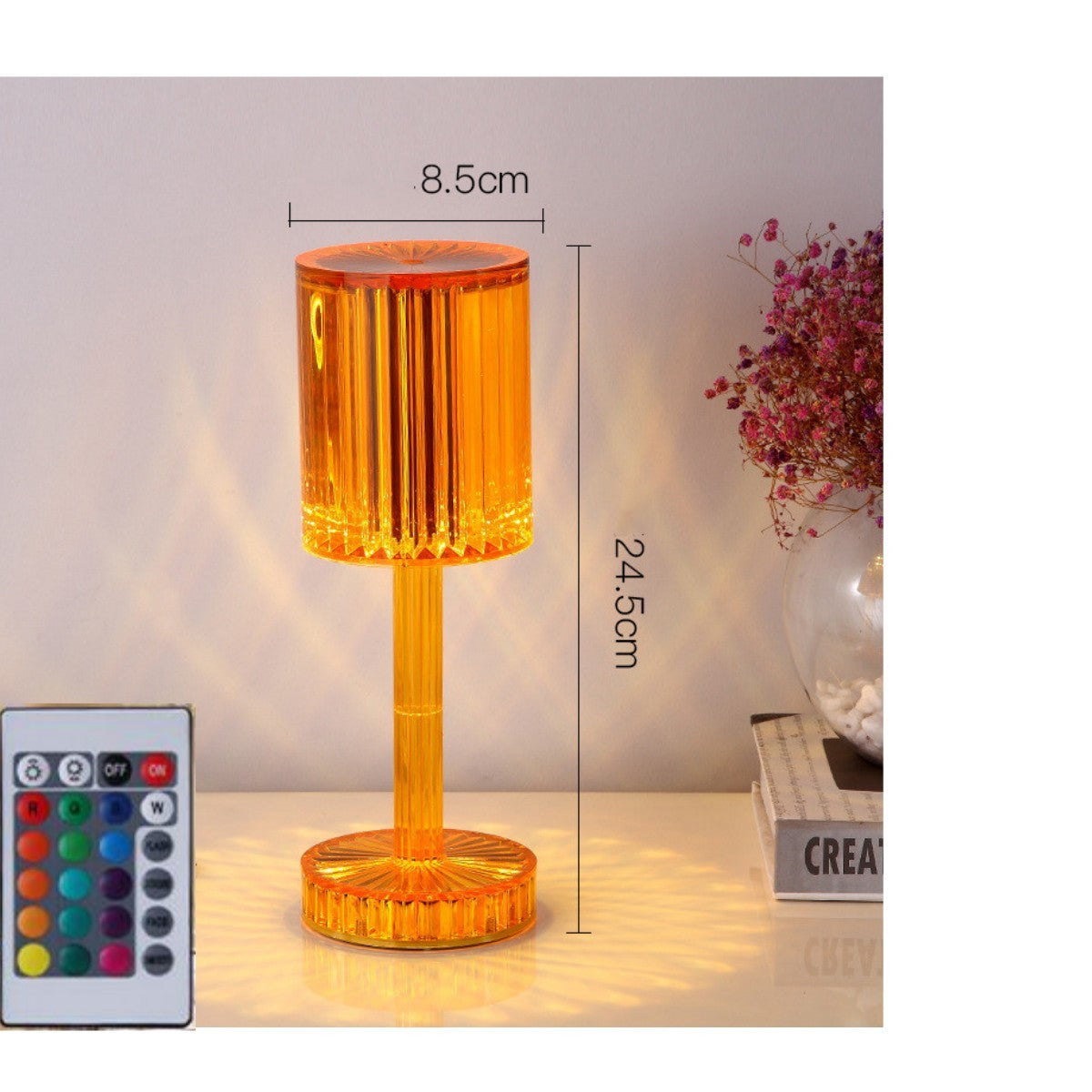 New Crystal Table Lamp Hotel Decoration Diamond Romantic Warm Led Amber Charging remote control16Color USB