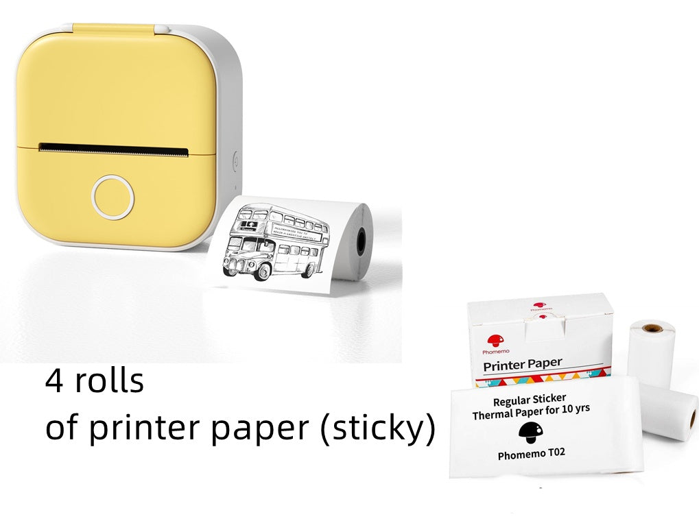 Portable Mini Thermal Label Printer Home Photo Printer Bluetooth-compatible Mini Label Printer Yellow set USB
