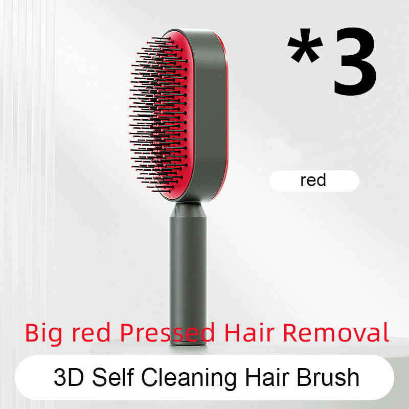 Self Cleaning Hair Brush For Women Massage Scalp Comb Anti-Static Hairbrush Set I