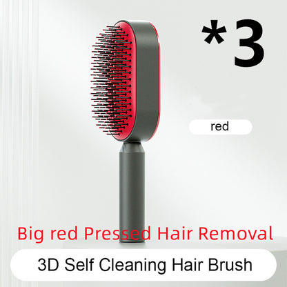 Self Cleaning Hair Brush For Women Massage Scalp Comb Anti-Static Hairbrush Set I