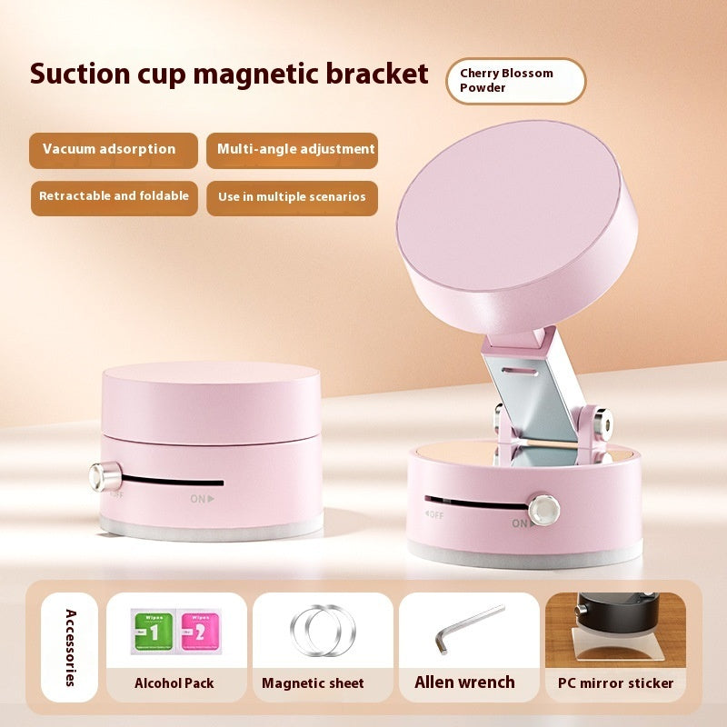 Foldable Magnetic Vacuum Car Phone Holder Foldable For Smart Phone Cherry Blossom Powder