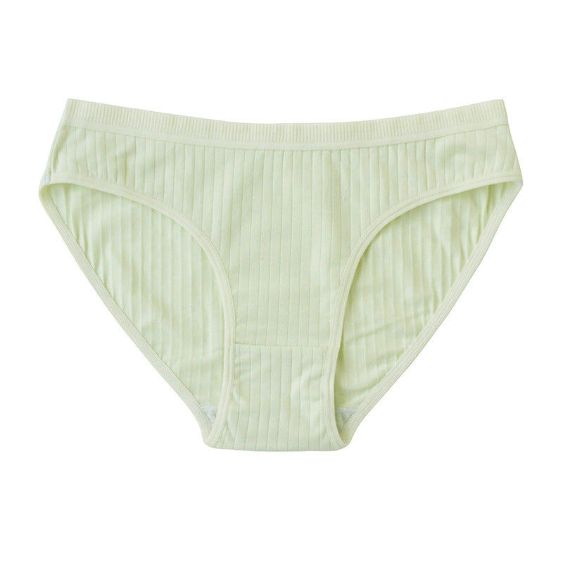 Underwear Pure Cotton Girl Plus Size Mid Mid-waist Solid Color Light Green