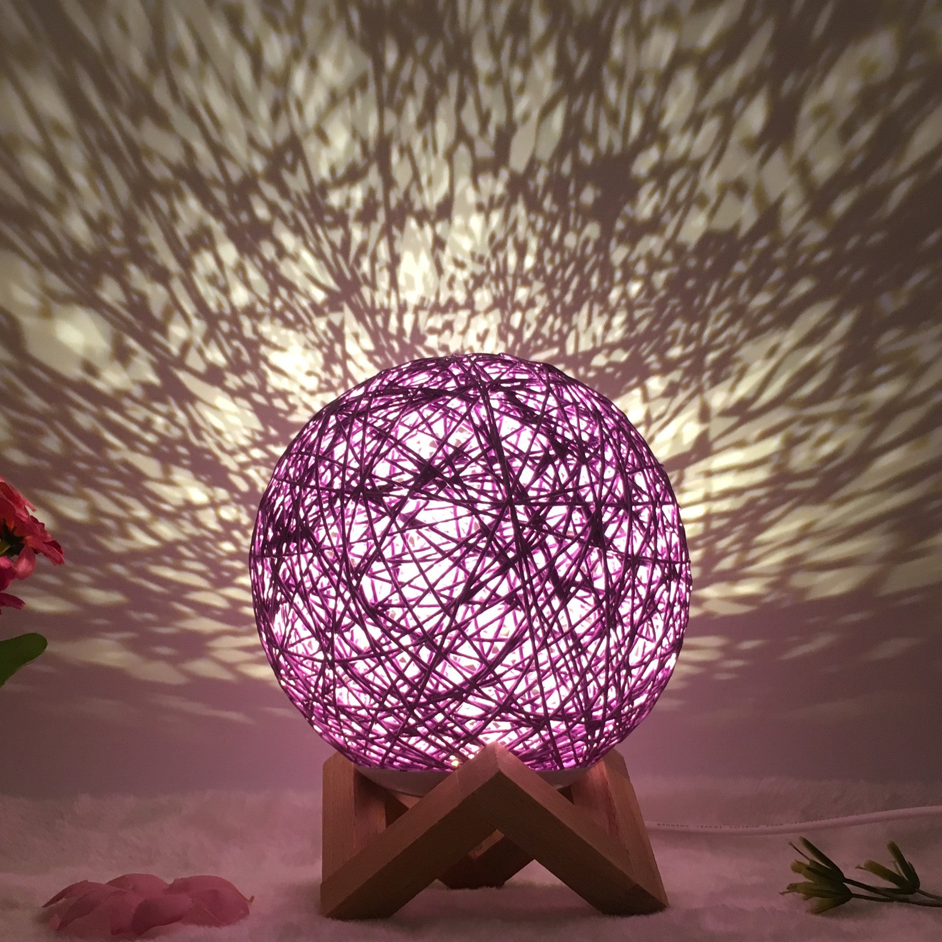 Hot Selling Creative Linen Table Lamp16 Color Remote Control Lamp Purple shelf 15cm