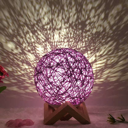 Hot Selling Creative Linen Table Lamp16 Color Remote Control Lamp Purple shelf 15cm