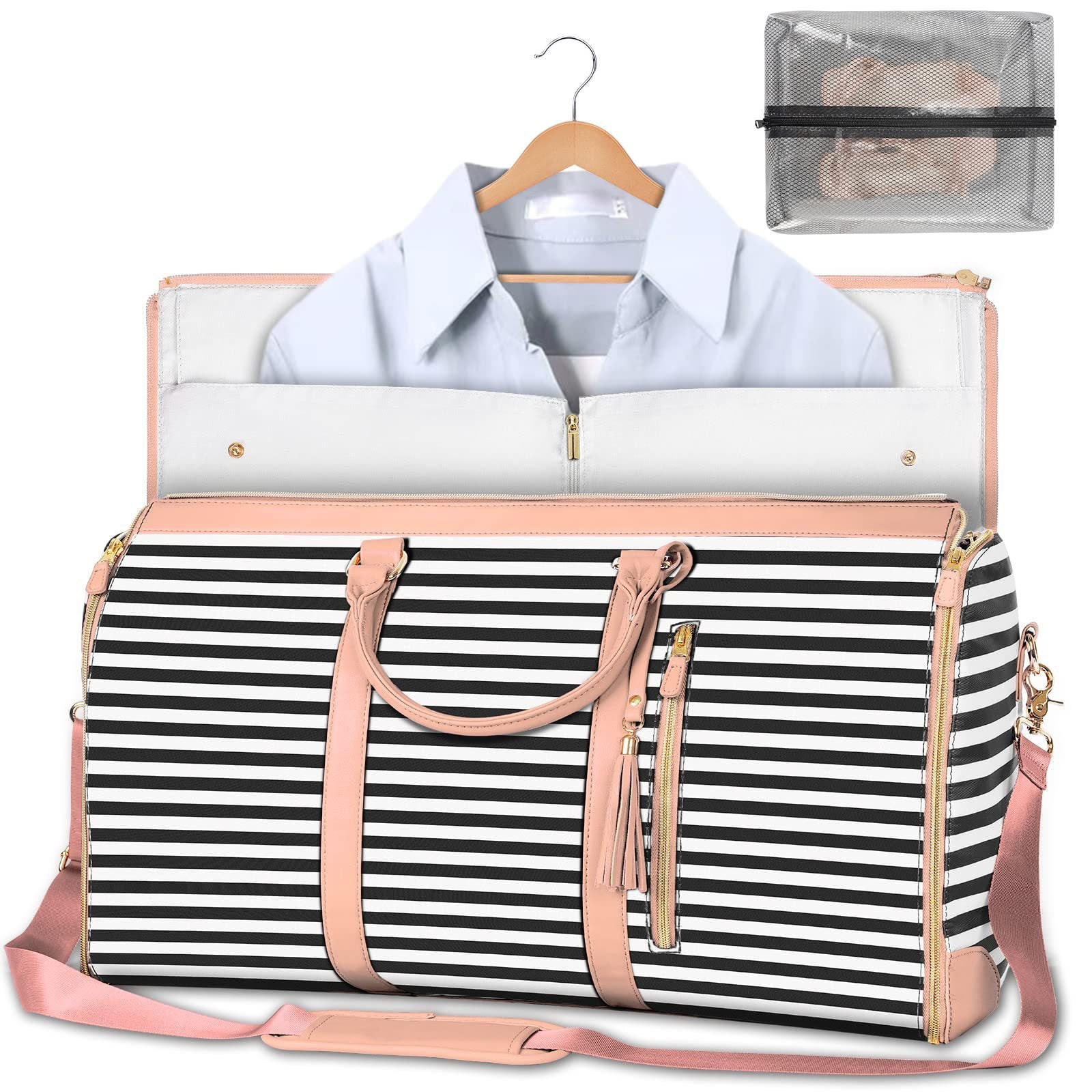 Large Capacity Travel Duffle Bag Model B In Black Stripes