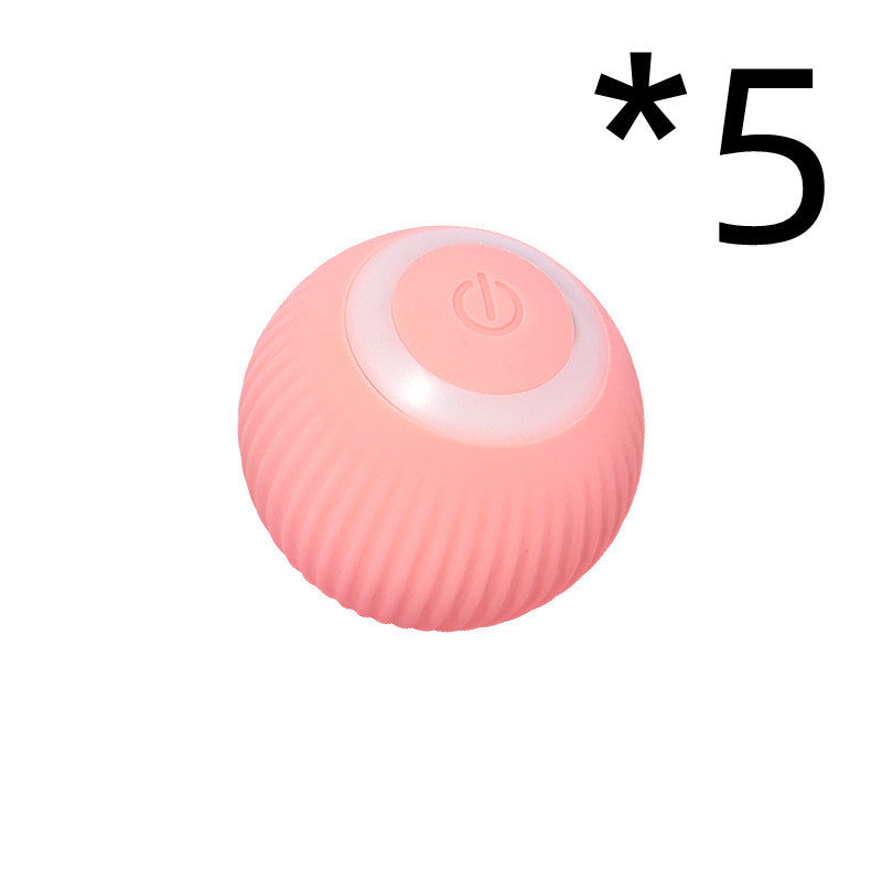 Cat Gravity Intelligent Rolling Ball Tease Toy Pet Automatic Rotating Ball 5pcs Pink USB