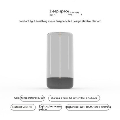 New LED Camping Light Type-c Rechargeable Portable Night Light With High Transparency Dark Grey USB