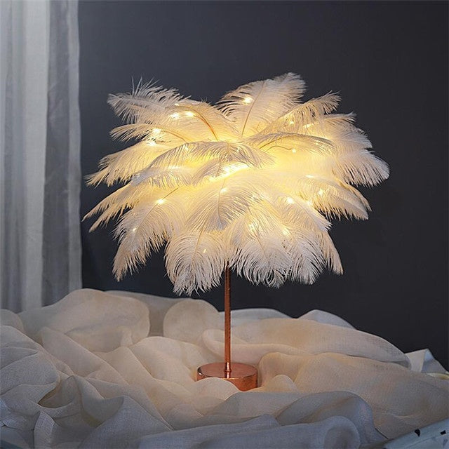 Feather Lamp Nordic Desk Lamp Bedroom Bedside Feather Table Lamp