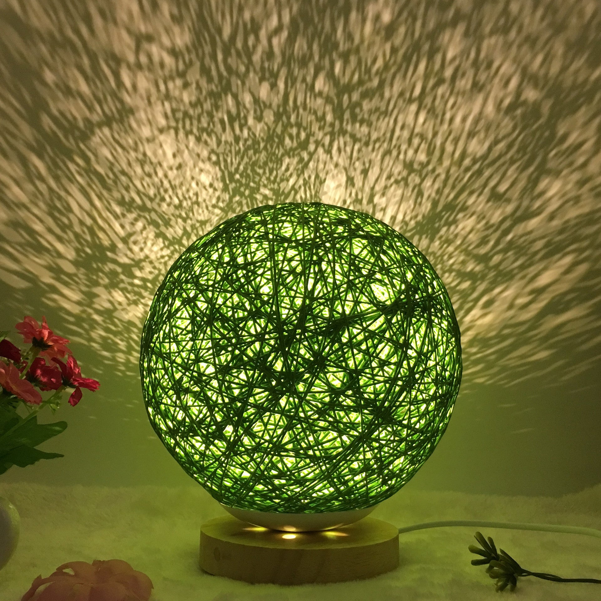 Hot Selling Creative Linen Table Lamp16 Color Remote Control Lamp Green round 20cm