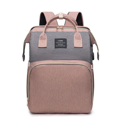 New Mummy Baby Crib Backpack Large Capacity Out Milk Insulated Bag Women Pink Gray Send Toys