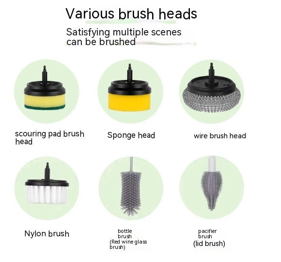 Electric Cleaning Brush Multifunctional Scouring Pad Six headed brush 1PC