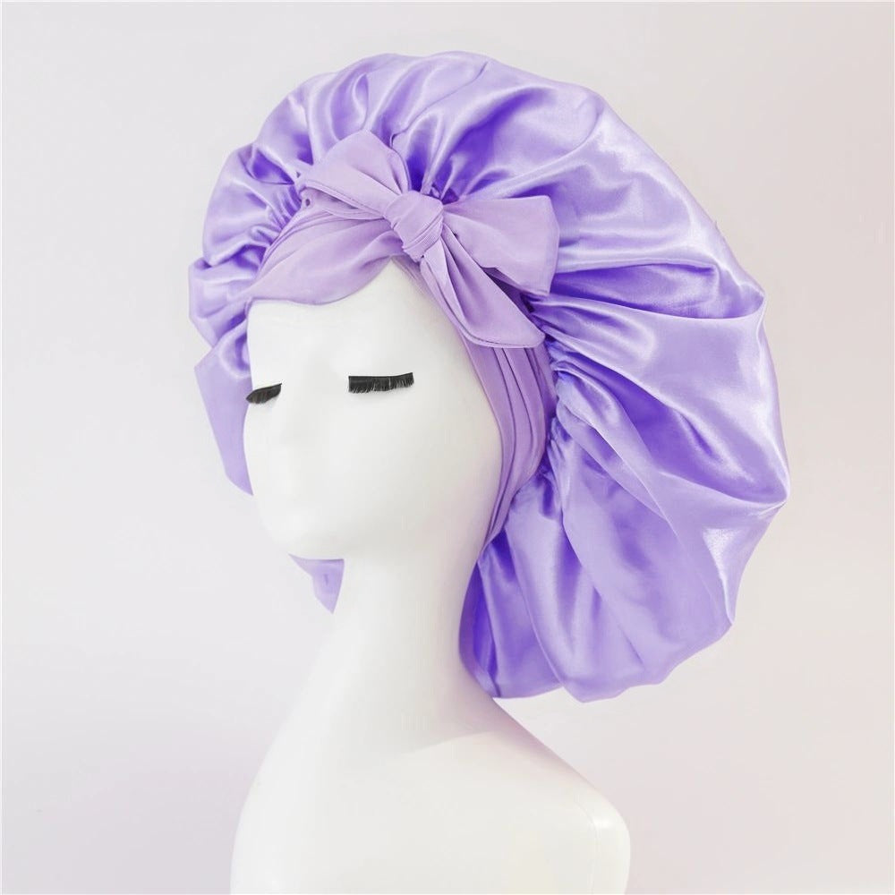New Silk Bonnet For Sleeping Women Satin Bonnet Hair Bonnet Night Sleep Cap New Purple