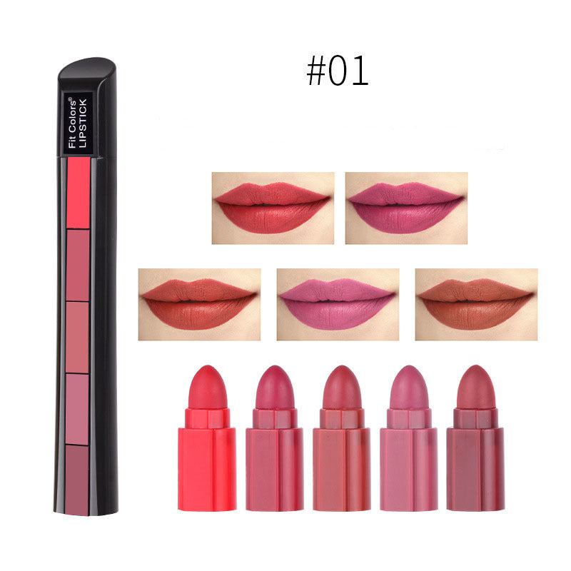Matte 5-color Lipstick Set Velvet LipLong Lasting Waterproof Sexy Red Lipstick 1 Style