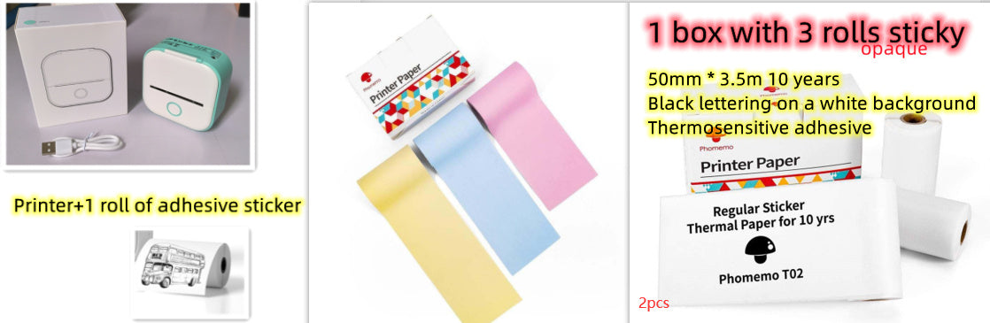 Portable Mini Thermal Label Printer Home Photo Printer Bluetooth-compatible Mini Label Printer Set5 USB