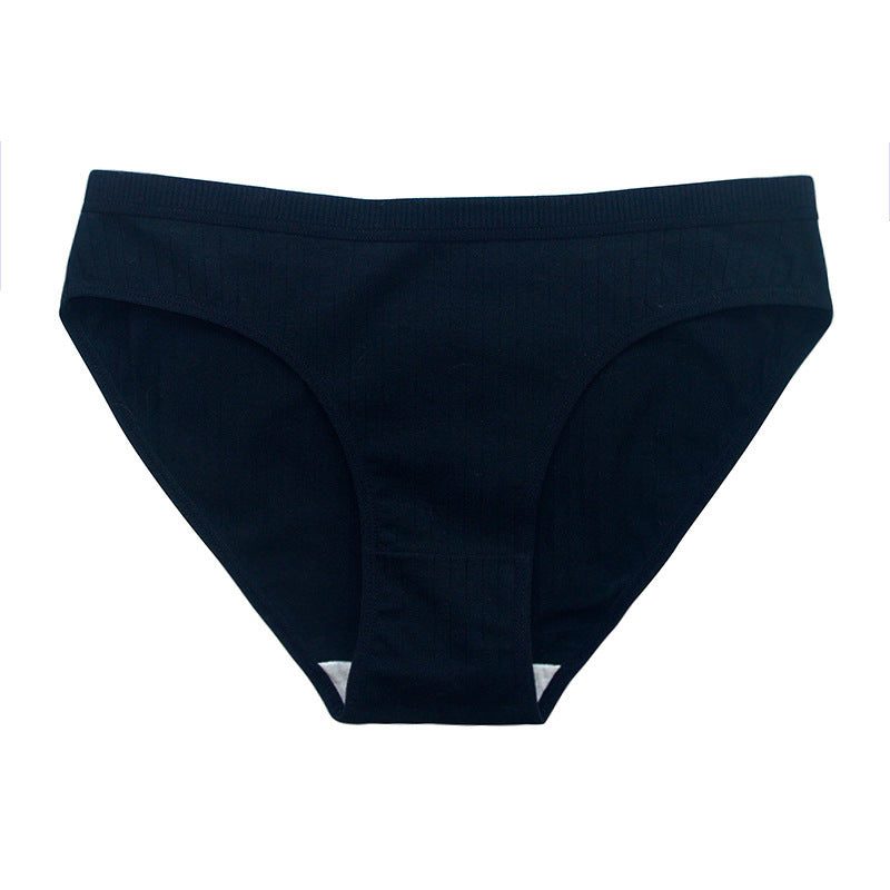 Underwear Pure Cotton Girl Plus Size Mid Mid-waist Solid Color Black