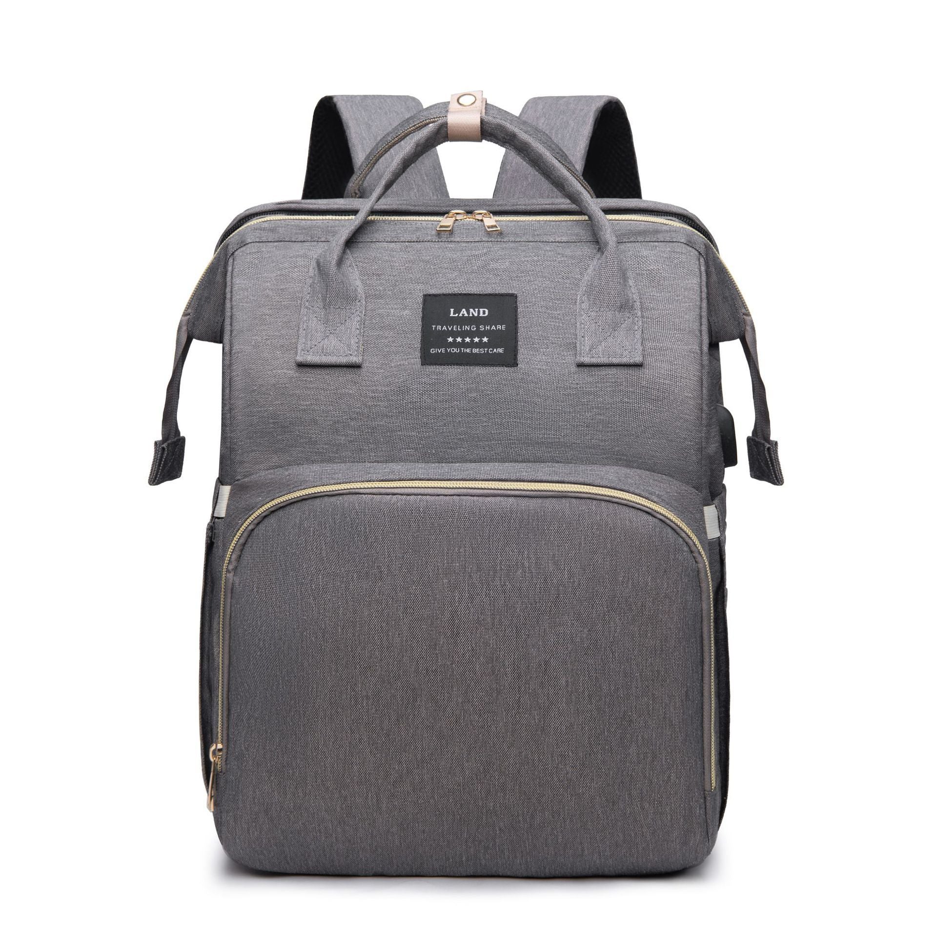 New Mummy Baby Crib Backpack Large Capacity Out Milk Insulated Bag Women Gray Send Toys