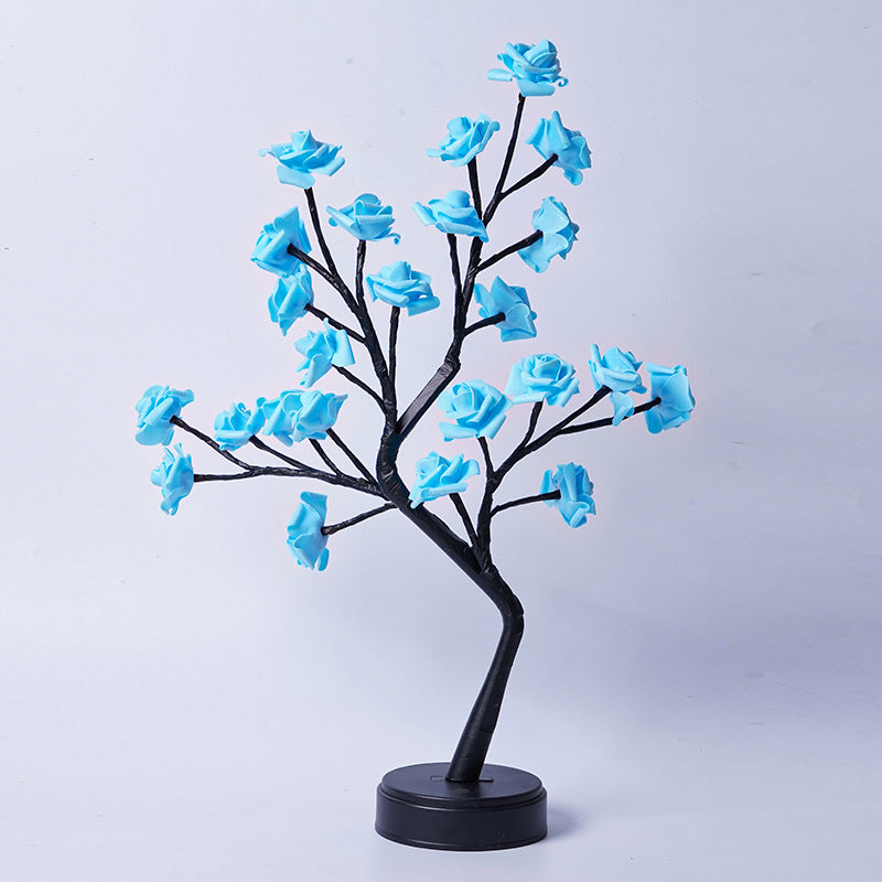 Table Lamp Flower Tree Rose Lamps Blue Rose Usb Plug In