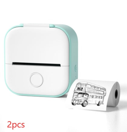Portable Mini Thermal Label Printer Home Photo Printer Bluetooth-compatible Mini Label Printer Green 2pcs USB