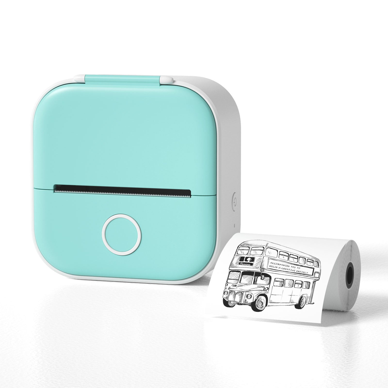Portable Mini Thermal Label Printer Home Photo Printer Bluetooth-compatible Mini Label Printer All green USB
