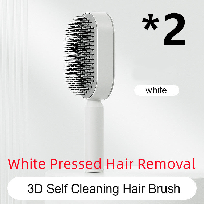 Self Cleaning Hair Brush For Women Massage Scalp Comb Anti-Static Hairbrush Set D