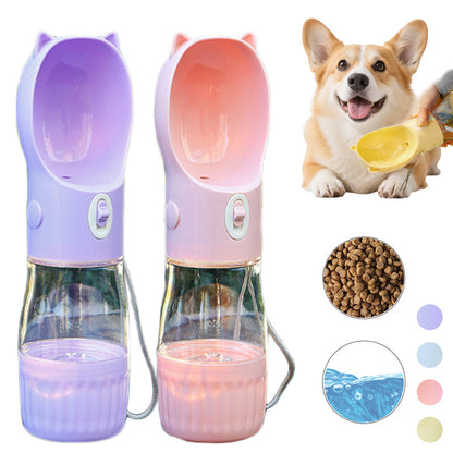 2 In 1 Portable Dog Water Bottle For Small Big Dogs Cat Outdoor Food Container