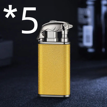Creative Blue Flame Lighter Dolphin Dragon Tiger Gold Scrub Dolphin bk872 5PCS