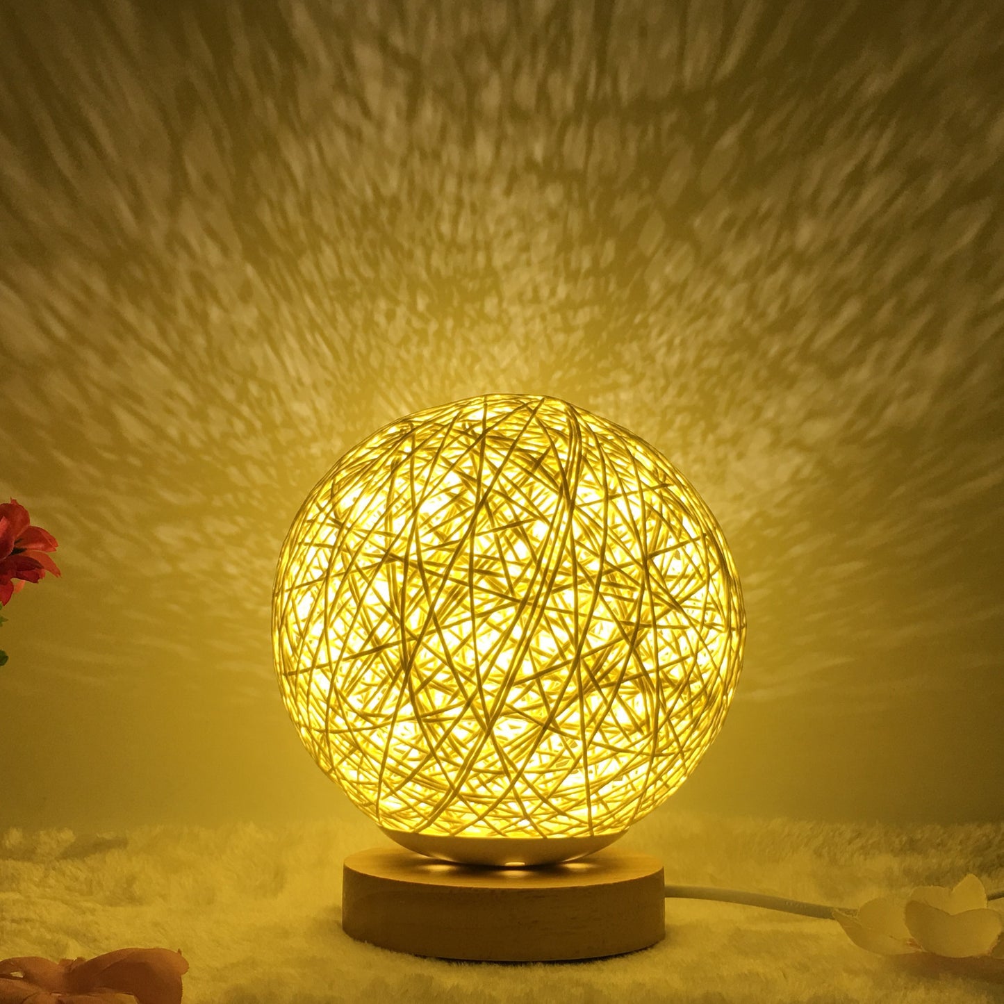 Hot Selling Creative Linen Table Lamp16 Color Remote Control Lamp Yellow round 15cm