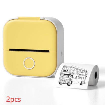 Portable Mini Thermal Label Printer Home Photo Printer Bluetooth-compatible Mini Label Printer Yellow 2pcs USB