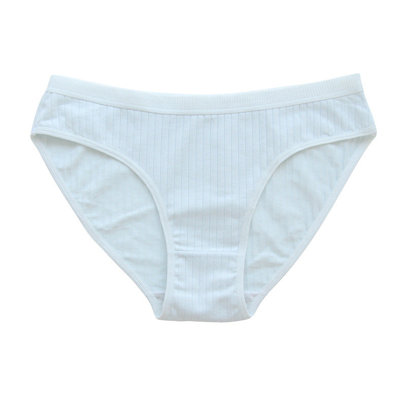 Underwear Pure Cotton Girl Plus Size Mid Mid-waist Solid Color Light Blue