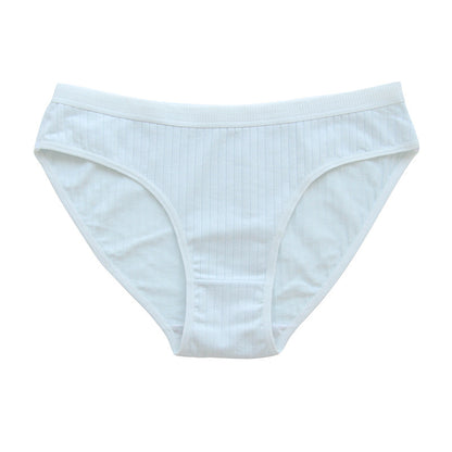 Underwear Pure Cotton Girl Plus Size Mid Mid-waist Solid Color Light Blue