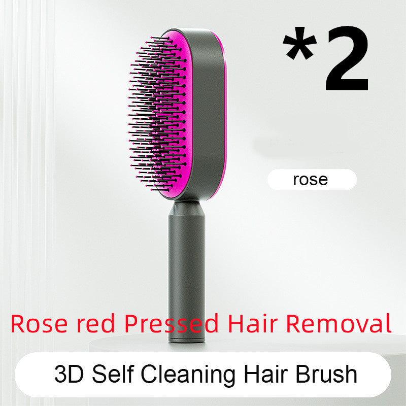 Self Cleaning Hair Brush For Women Massage Scalp Comb Anti-Static Hairbrush Set E