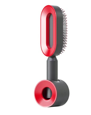 Self Cleaning Hair Brush For Women Massage Scalp Comb Anti-Static Hairbrush Hollowed out red suit