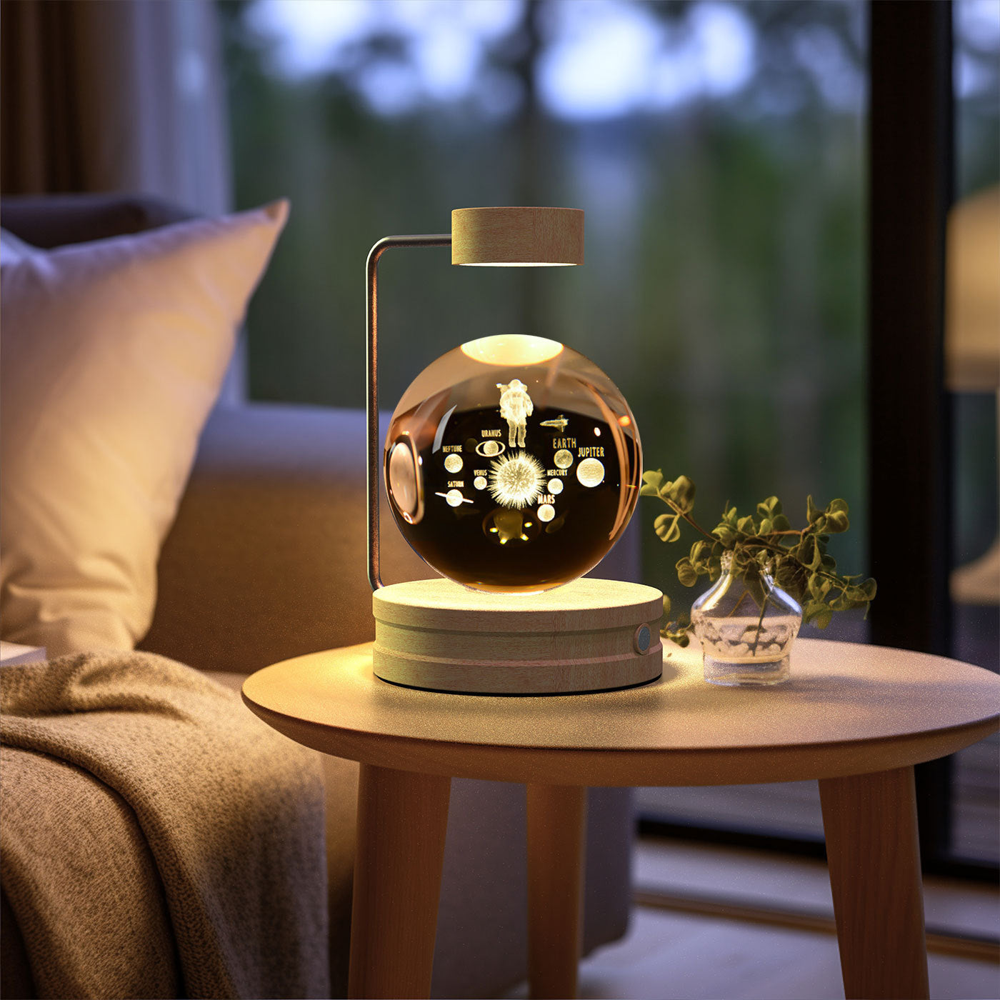 Crystal Ball Cosmic Dinosaur Indoor Night Light Astronauts Light wood