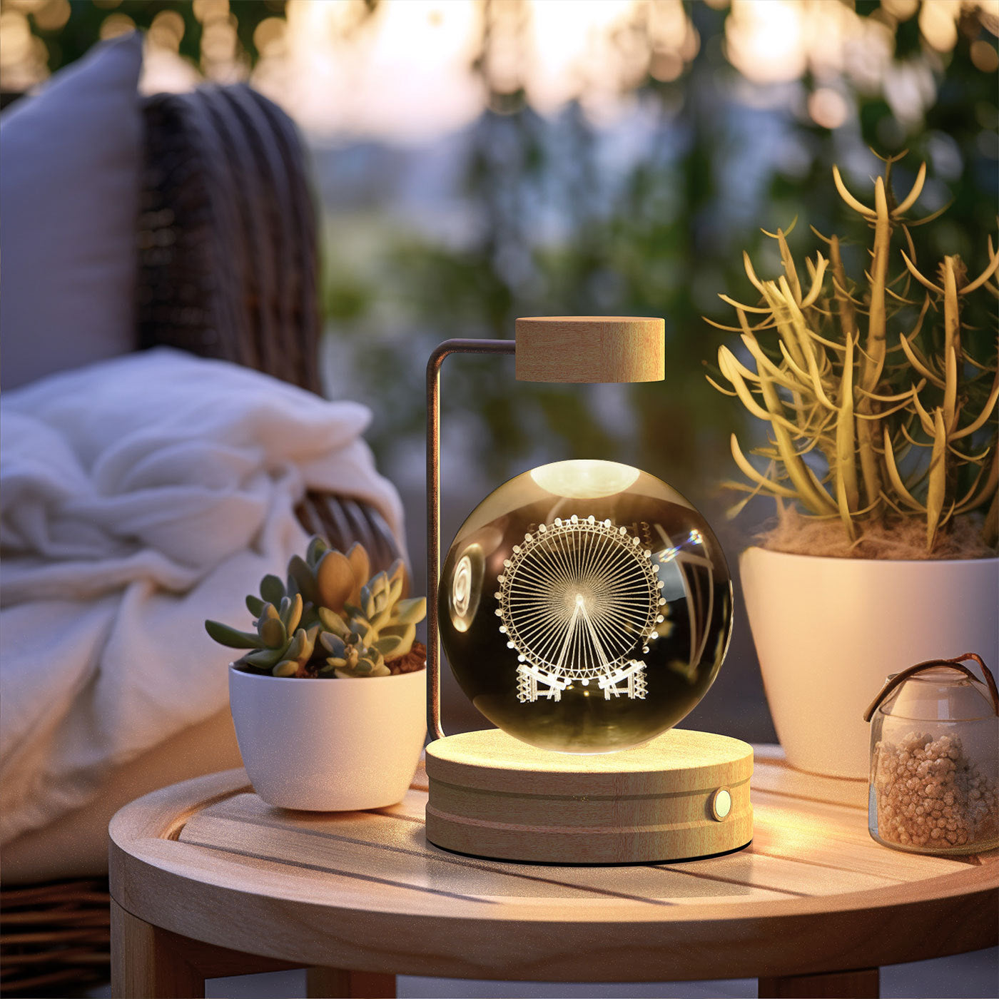 Crystal Ball Cosmic Dinosaur Indoor Night Light Ferris wheel Light wood