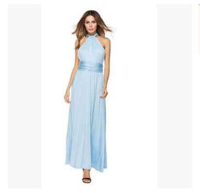 Women's Sexy Long Party Dress Club Floor-Length Summer Backless Bandage Maxi Dress Peacock blue