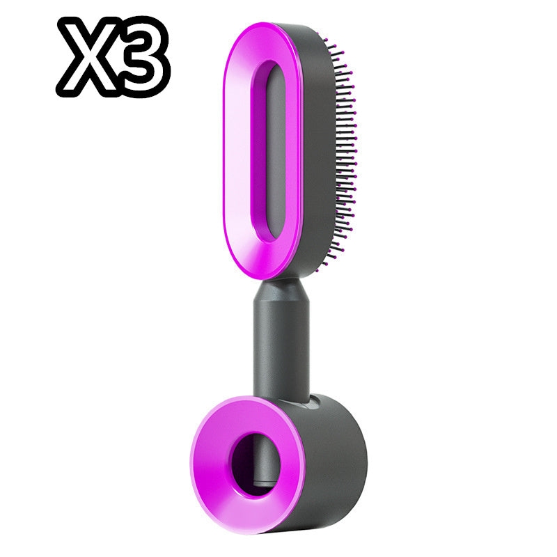 Self Cleaning Hair Brush For Women Massage Scalp Comb Anti-Static Hairbrush Set8