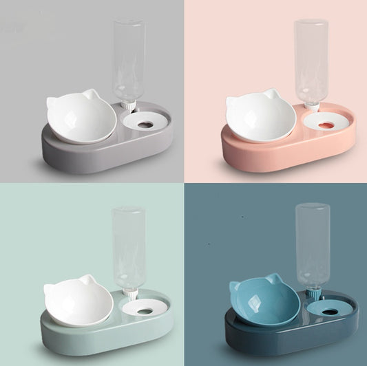 Two-in-One Pet Bowl Water Dispenser Automatic Water Pet Dog Cat Food Bowl
