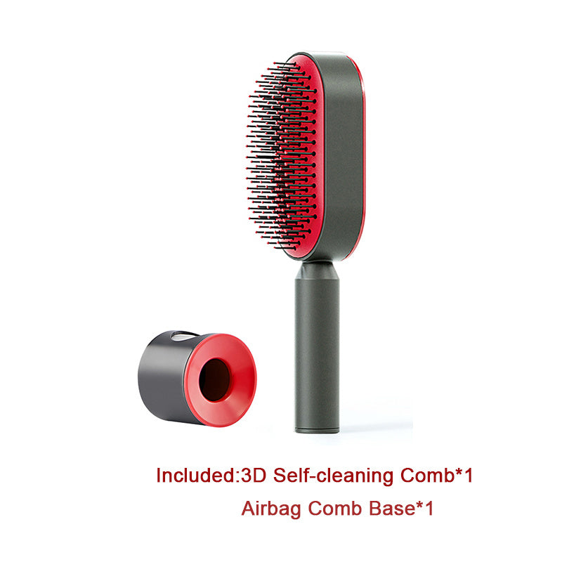Self Cleaning Hair Brush For Women Massage Scalp Comb Anti-Static Hairbrush Set A