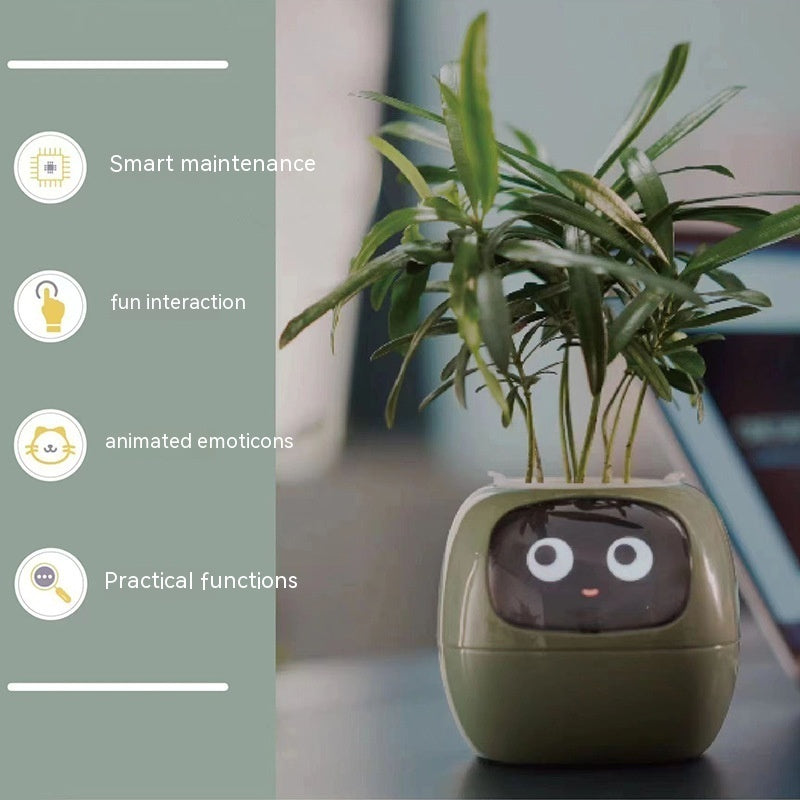 Smart Planter Endless Fun Over 49 Rich Expressions 7 Smart Sensors And AI Chips Green Small