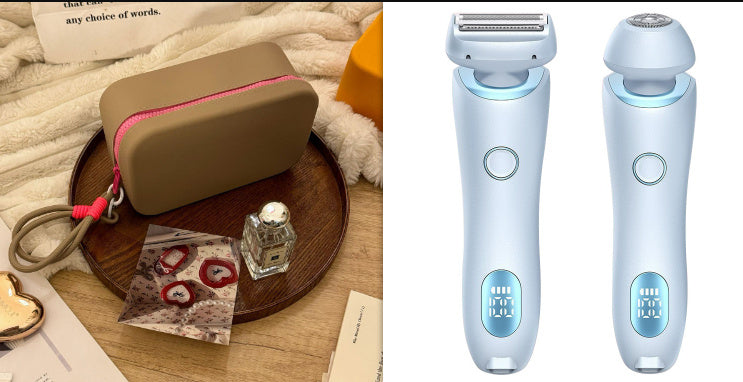 2 In 1 Hair Removal USB Rechargeable Trimmer Women Body Razor Blue andKhaki Rose Red set USB